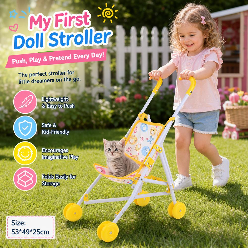 Baby Nursery Trolley - Wózek dla lalek różowy, interaktywny wózek