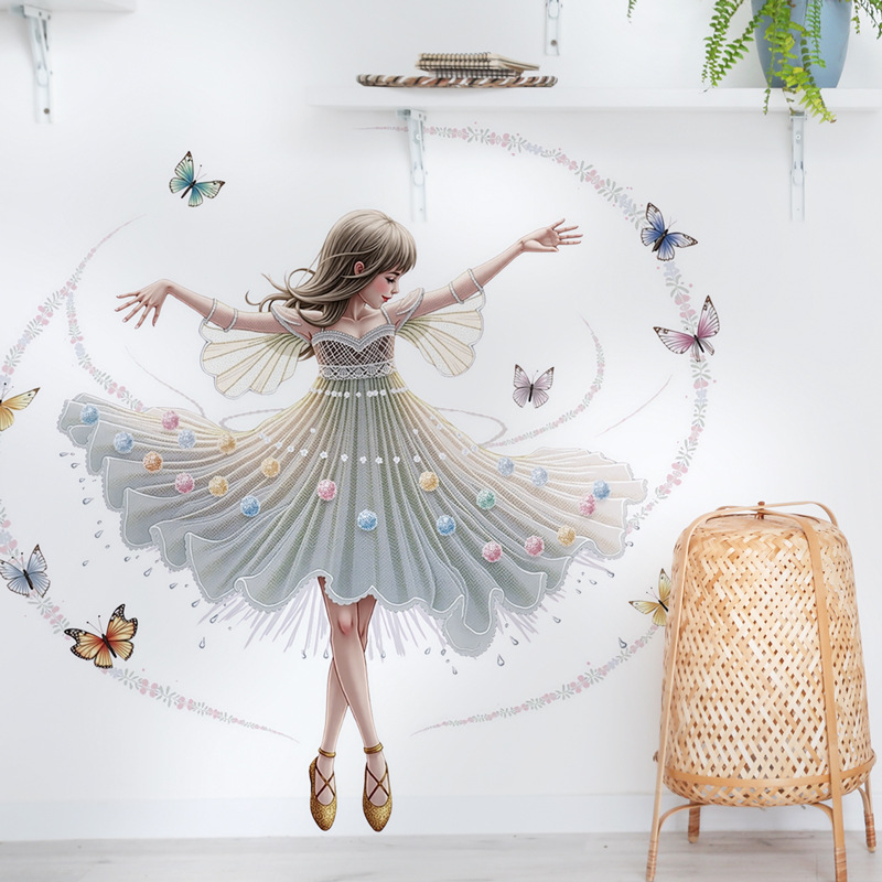 Baby Nursery Decor Girl - Tańcząca dziewczyna Winylowe naklejki ścienne dla