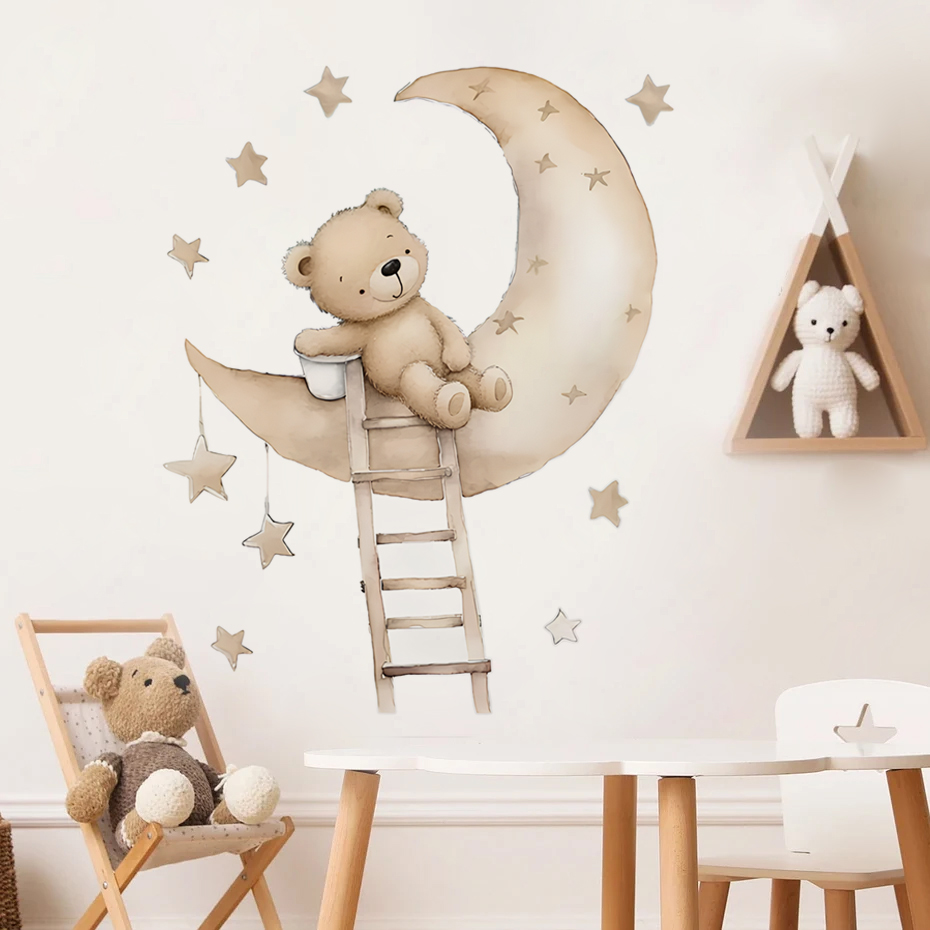 Słodki Miś Gwiazda Chmura Nakl – Baby Nursery Decor Girl recenzja i cena