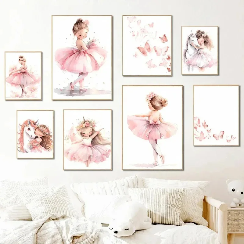Różowy Plakat z Baletniczką, J – Baby Nursery Decor Girl recenzja i cena